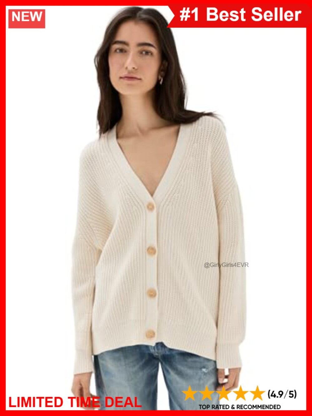 Oversized Cocoon Cardigan V-Neck Button Organic Recycled Blend